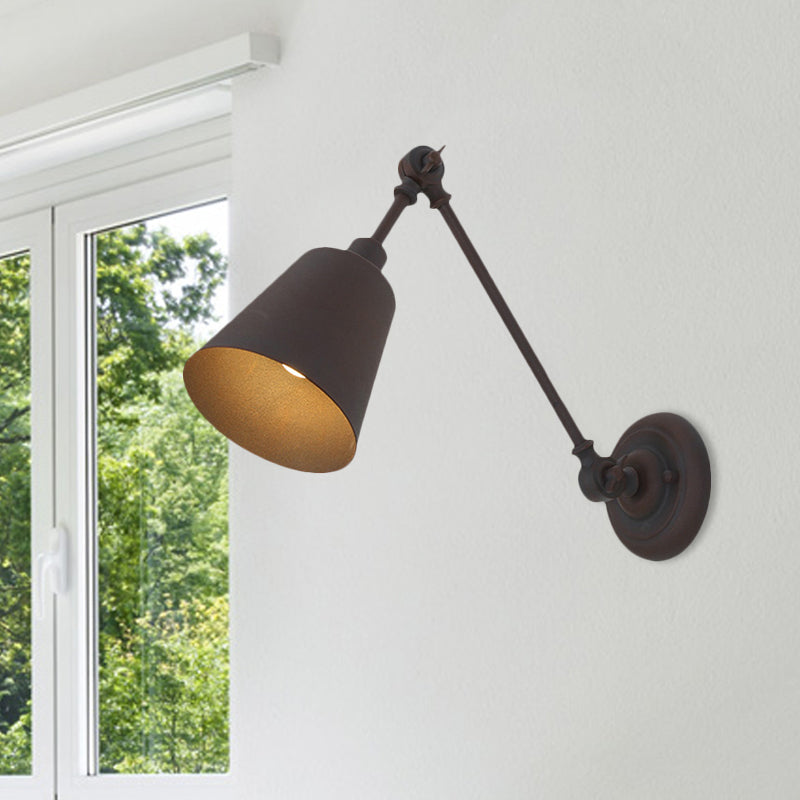 BowLift | 1 Light Metal Wall Lamp Contemporary Black/Rust Colored Tailored Bedroom Wall Lamp Sconces with Adjustable Arm