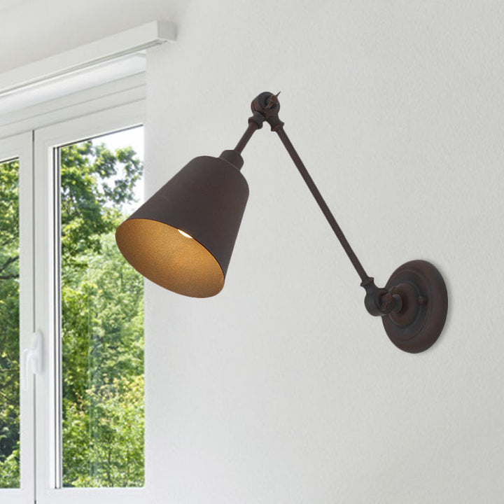 BowLift | 1 Light Metal Wall Lamp Contemporary Black/Rust Colored Tailored Bedroom Wall Lamp Sconces with Adjustable Arm