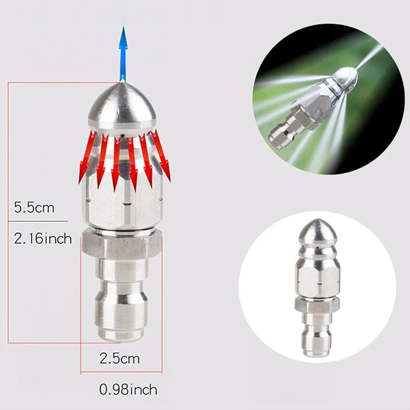 High pressure nozzle made of stainless steel for unclogging wastewater pipes | Bowlift