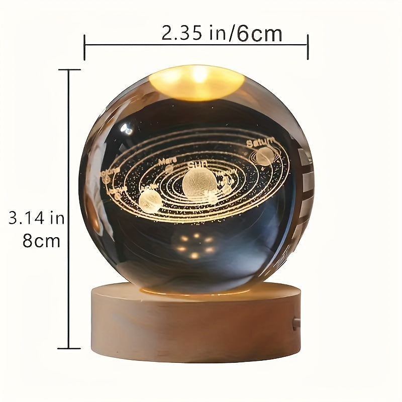 LumiSphere - Luxury 3D Crystal Table Lamp with Wooden Base Bowlift