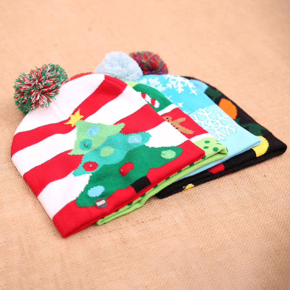 BowLift | Christmas Decoration Knitted LED Light Cap Christmas Tree Snowman Adult Child Hat