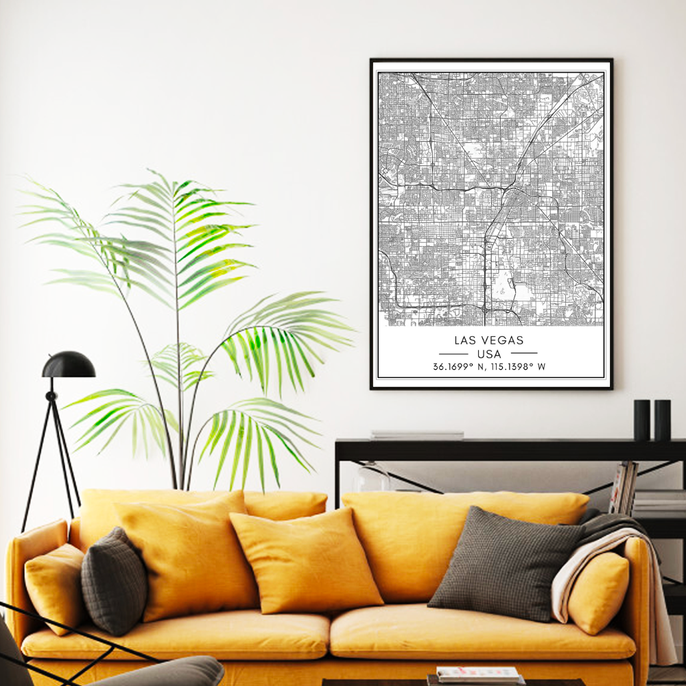 Las Vegas City Map - Canvas Wall Art Painting | Bowlift