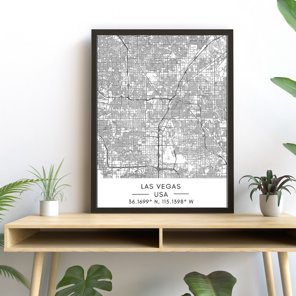 Las Vegas City Map - Canvas Wall Art Painting | Bowlift