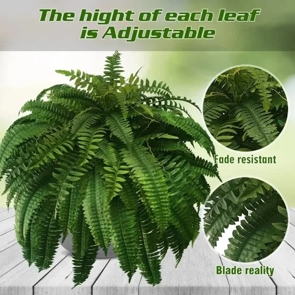 BowLift | UV Resistant Artificial Boston Fern | Lifelike, Waterproof & Maintenance-Free for Outdoor Décor