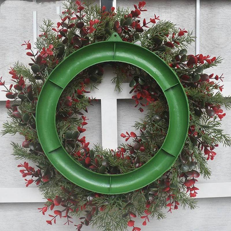 BowLift | Artifical Cherry Pattern Wreaths Christmas Wreath Red Door Wreath Wall Hanging Garland Ornaments Rattan Circle Wall Decoration