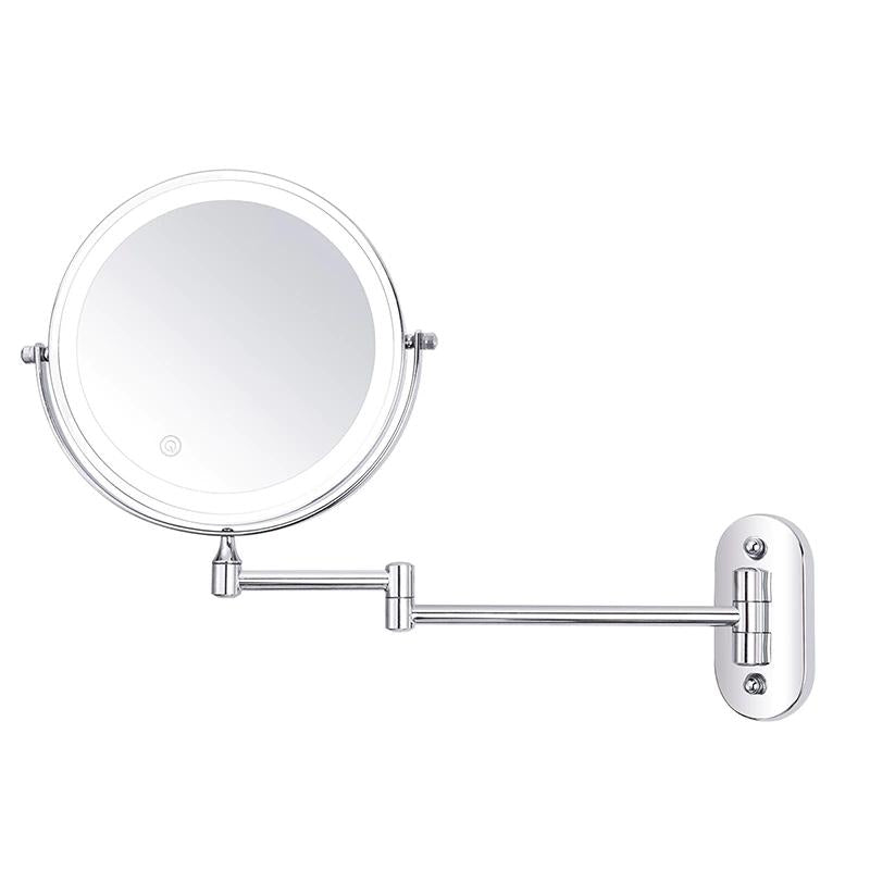 LED Magnifying Mirror | Rechargeable | Cosmetics & Bathroom | Chrome Silver Bowlift