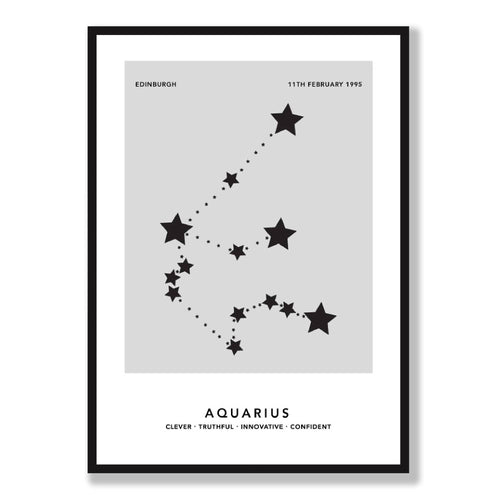 AQUARIUS - Personalized zodiac constellation print | Bowlift