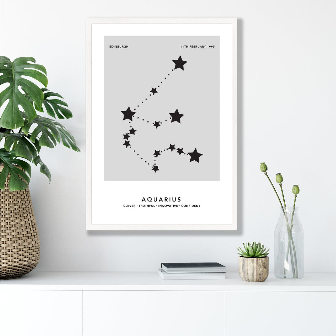 AQUARIUS - Personalized zodiac constellation print | Bowlift
