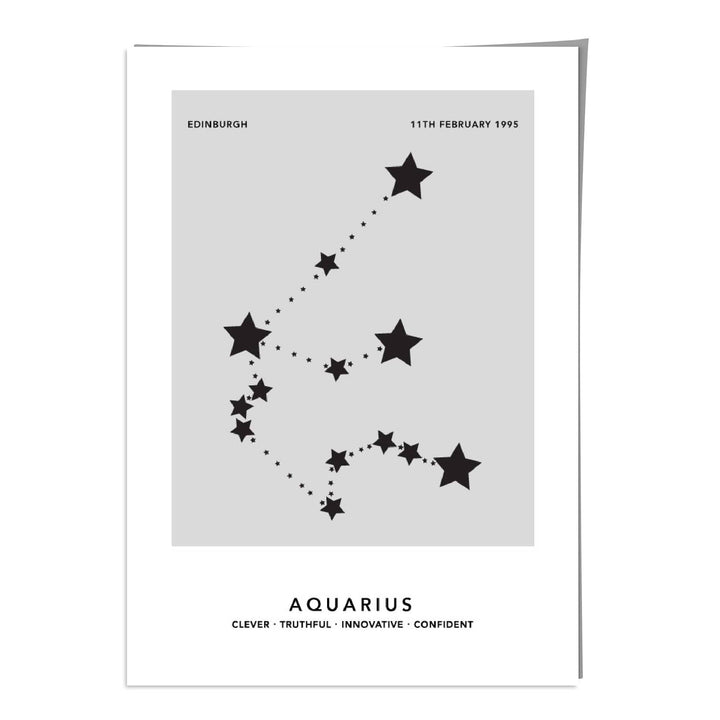 AQUARIUS - Personalized zodiac constellation print | Bowlift