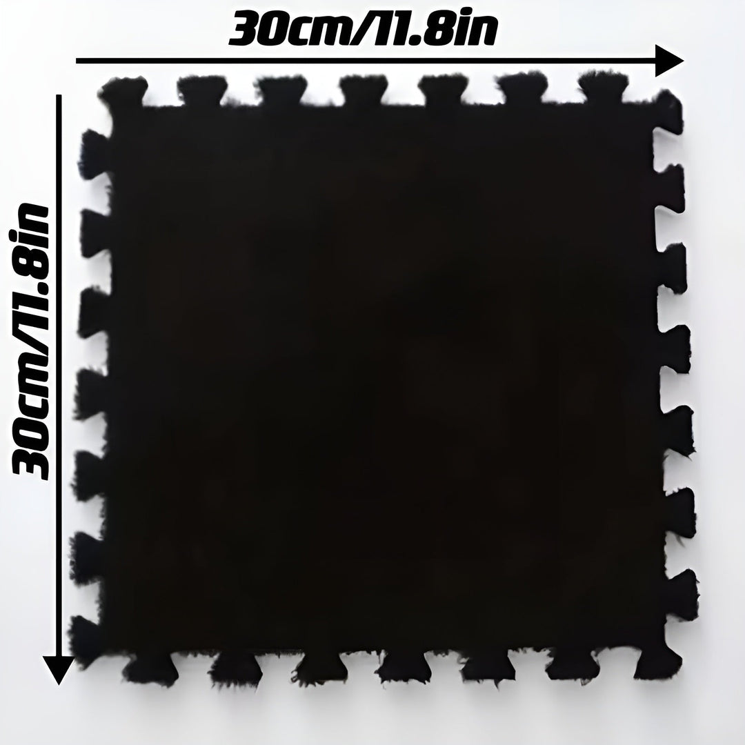 Thick plush carpet mat in patchwork design – Especially soft and warm | Ideal for bedrooms and playrooms | Bowlift