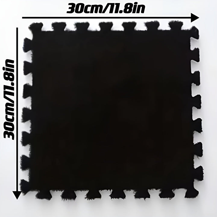 Thick plush carpet mat in patchwork design – Especially soft and warm | Ideal for bedrooms and playrooms | Bowlift
