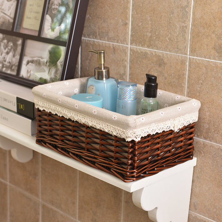 Women storage basket made of woven material with elegant fabric lining Bowlift