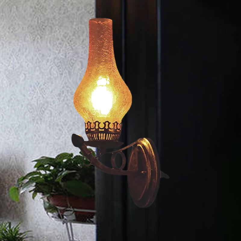 BowLift | A light wall lamp light industrial crackle glass vase shape lighting fixture in yellow, 3.5"/5"/14.5" wide