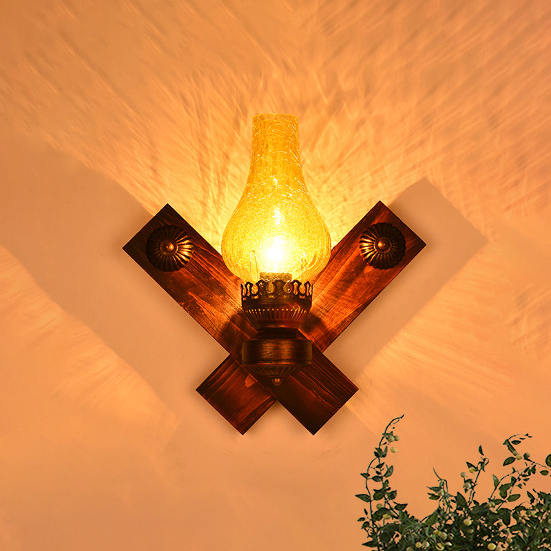 BowLift | A light wall lamp light industrial crackle glass vase shape lighting fixture in yellow, 3.5"/5"/14.5" wide