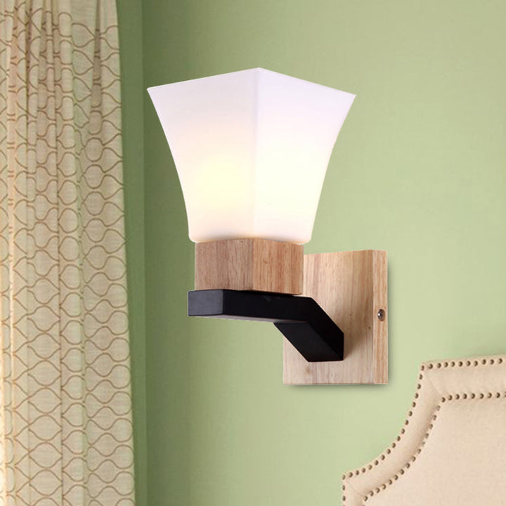 BowLift | Modern White Wall Light Inverted Bell One Head Matte Glass Wall Lamp for Bedroom Dining Room