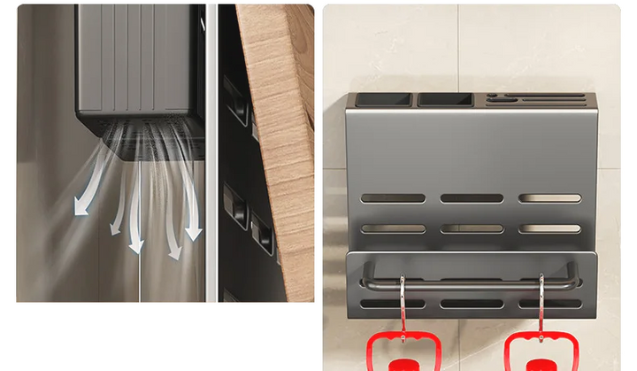 ChefSpace Wall-mounted Knife Holder with Cutting Board Storage – Stainless Steel Bowlift