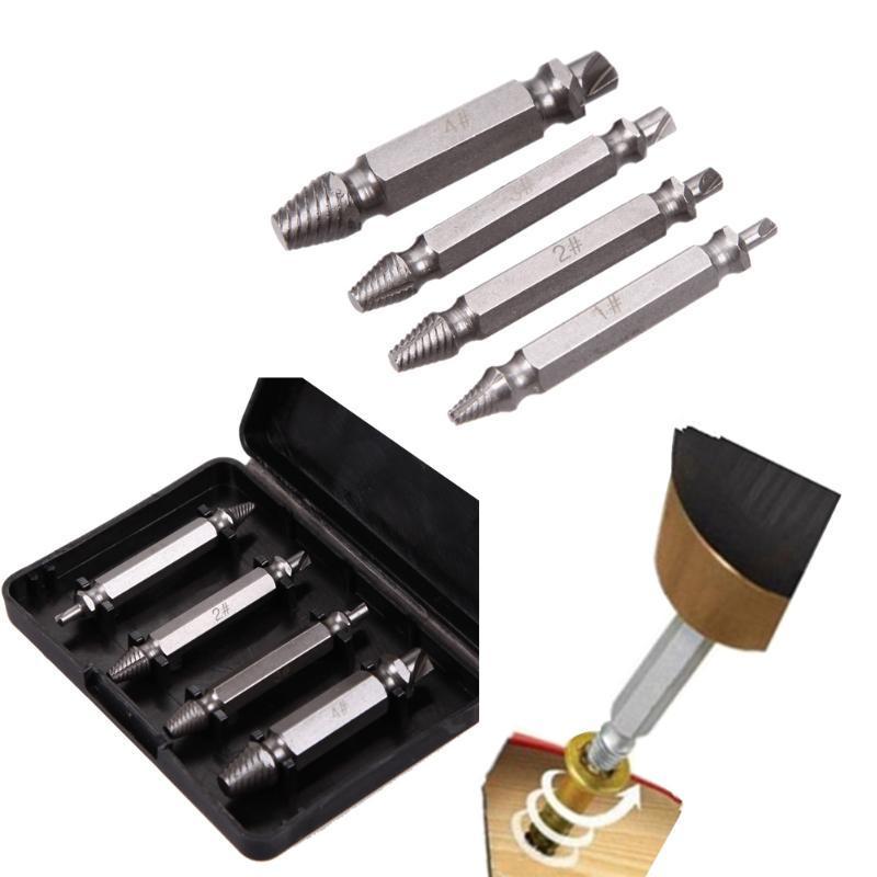 BowLift | Damaged Stripped Screw Extractor 4Pcs/set Double Side Drill Bits