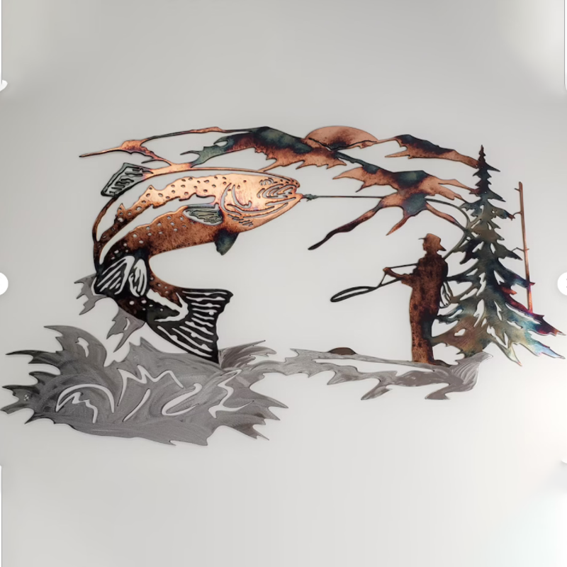 BowLift | Solo Mallard Hunting & Trout Fishing Scene Creative Metal Wall Art Craft