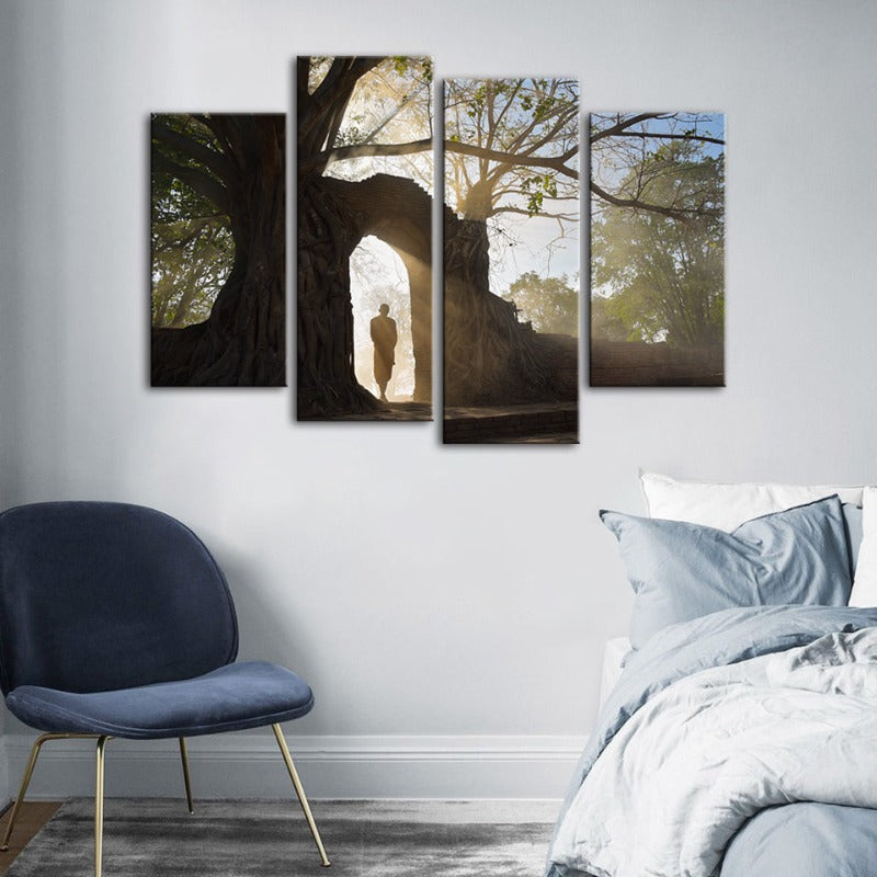 4 Piece Lone Man Nature - Canvas Wall Art Painting | Bowlift