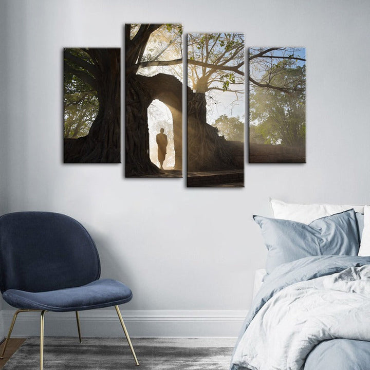 4 Piece Lone Man Nature - Canvas Wall Art Painting | Bowlift
