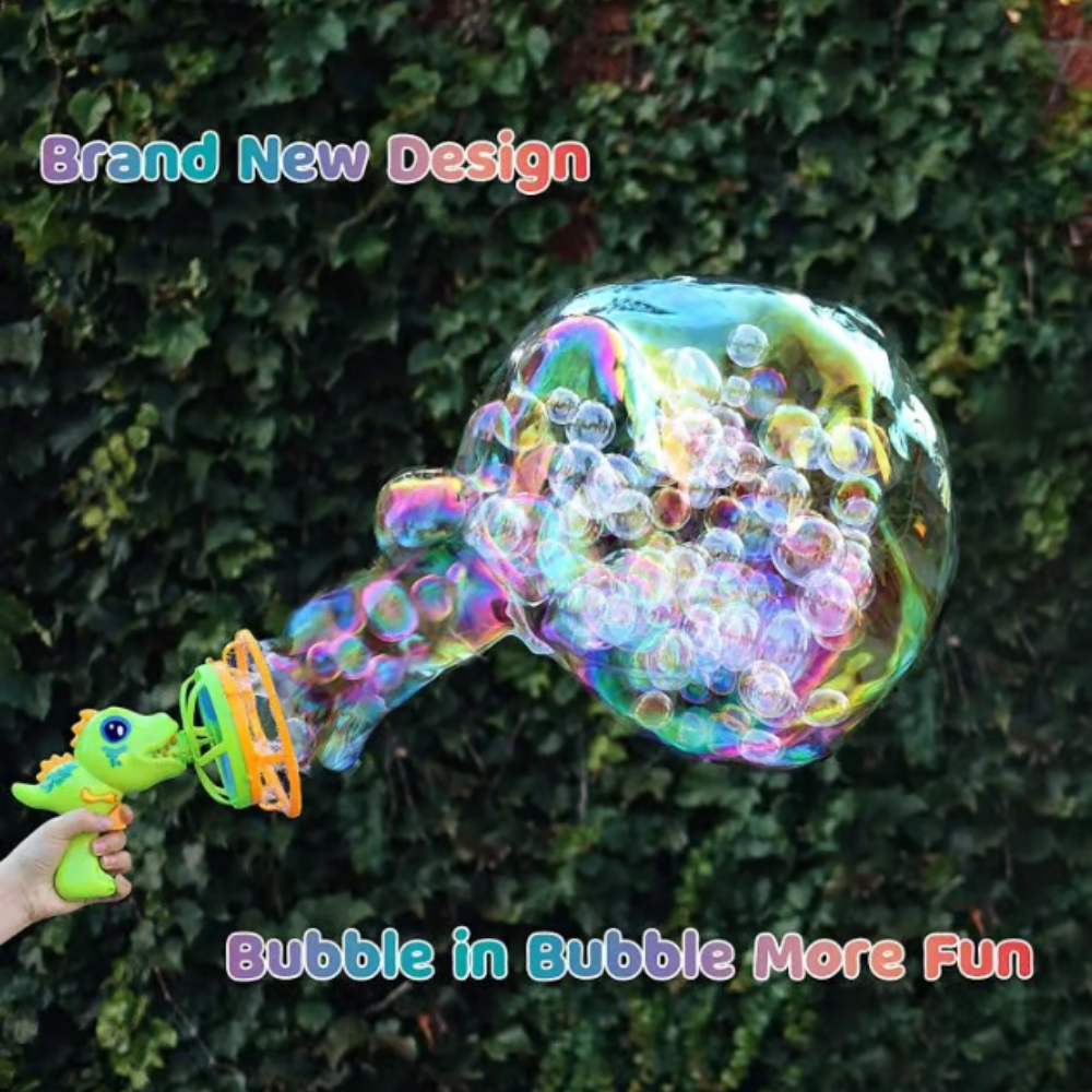 BowLift | Kids Dinosaur Bubble Blaster | Portable Bubble Machine | 1000+ Bubbles/Min