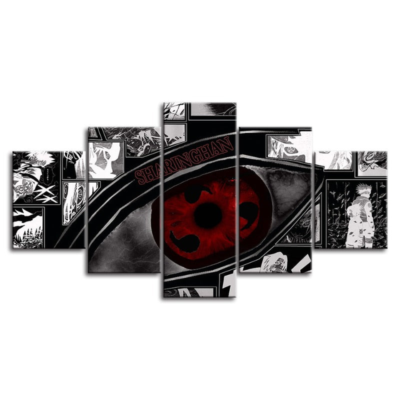 Naruto Sharingan Anime - 5 Piece Canvas Wall Art Painting | Bowlift