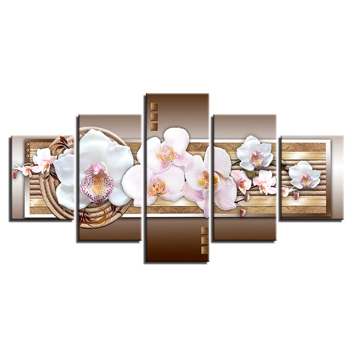Classy Pink Orchids 5 Piece-Canvas Wall Art Painting | Bowlift