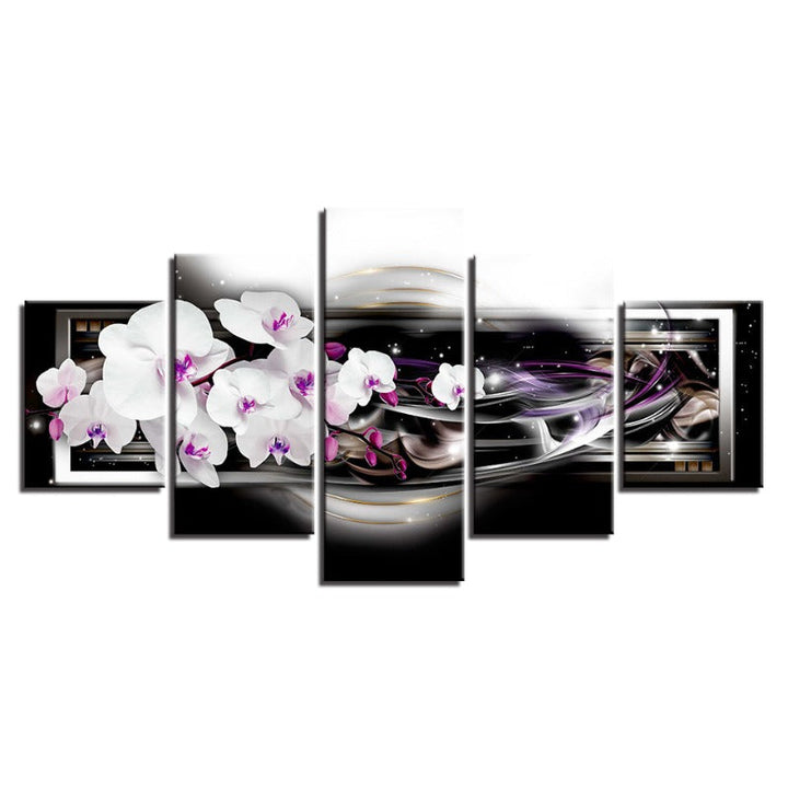 5 Piece Purple Hue White Flower - Canvas Wall Art Painting | Bowlift