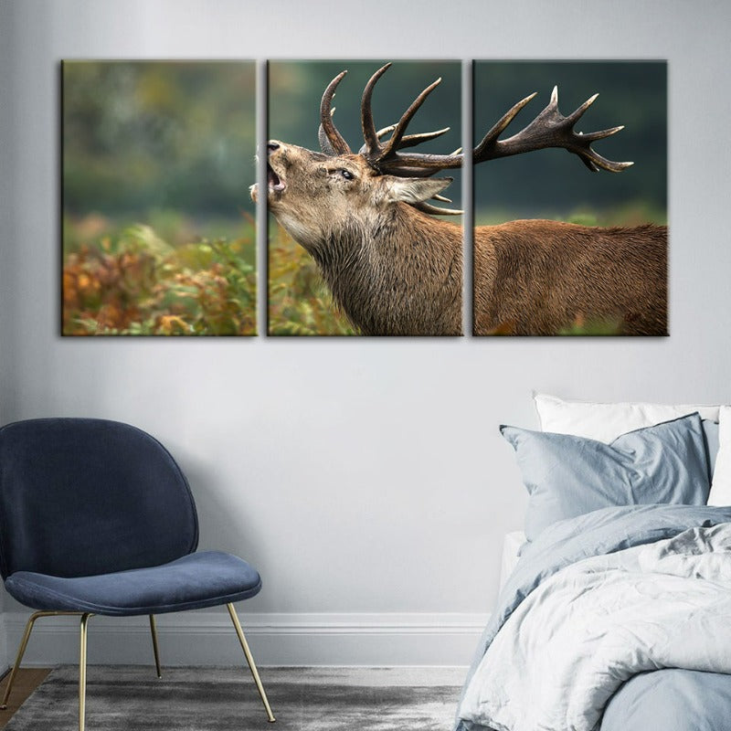 Bleating Elk - Canvas Wall Art Painting 3 Pieces | Bowlift