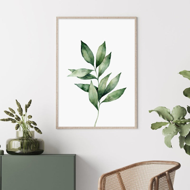 Green Leaf Tropical Botanical Watercolor Posters | Bowlift