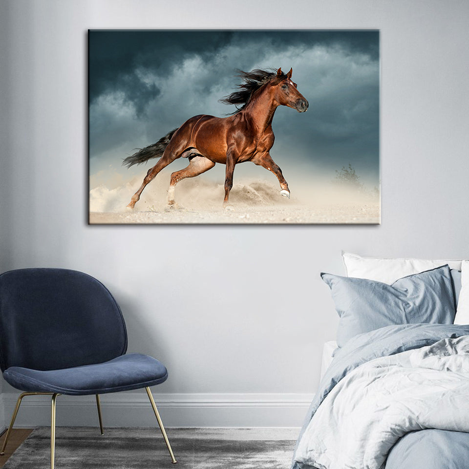 Brown Horse In Desert- Canvas Wall Art Painting | Bowlift