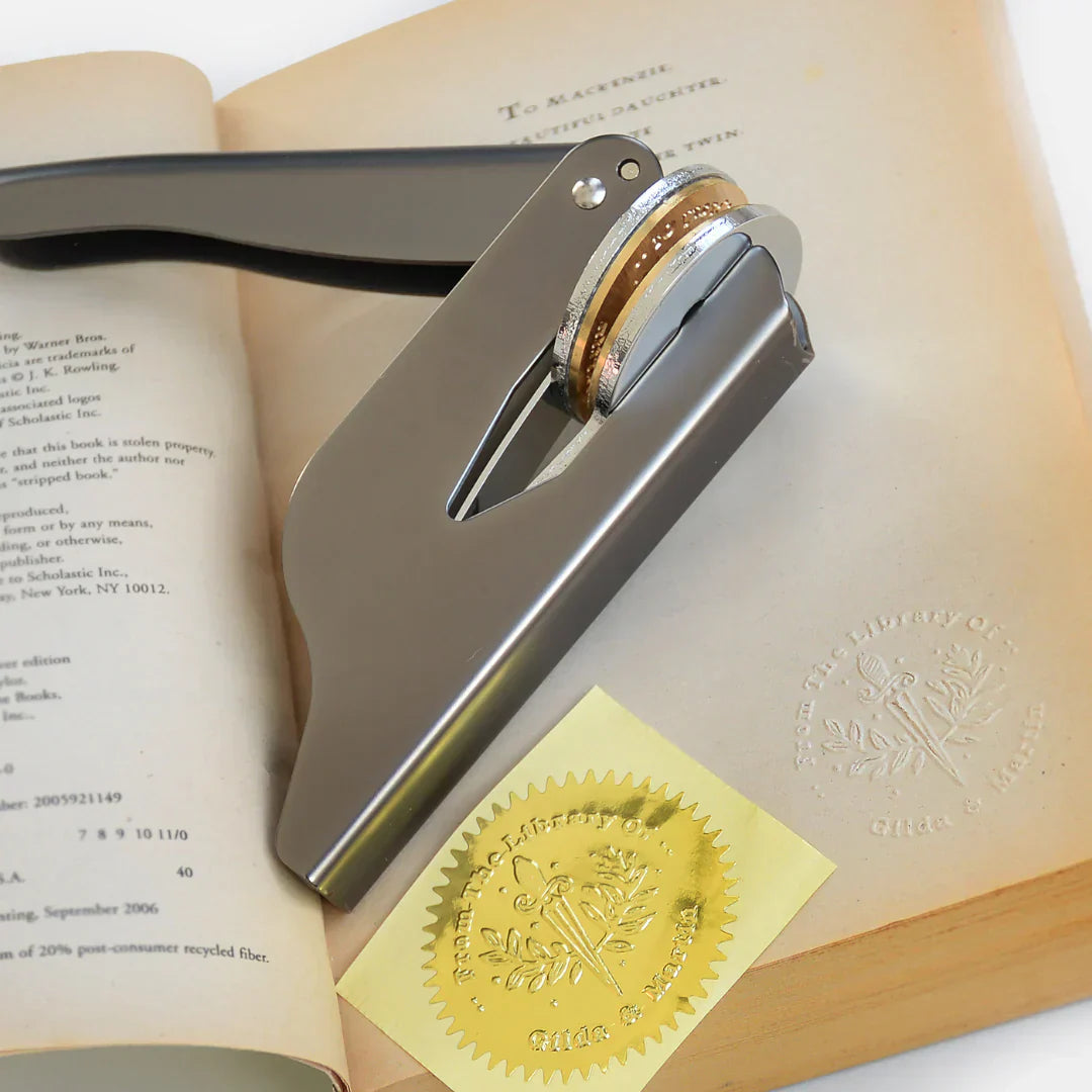 BowLift | Custom Book Embosser | BookStamp Personal Library Stamp | Vintage No-Ink Seal | Adjustable Design