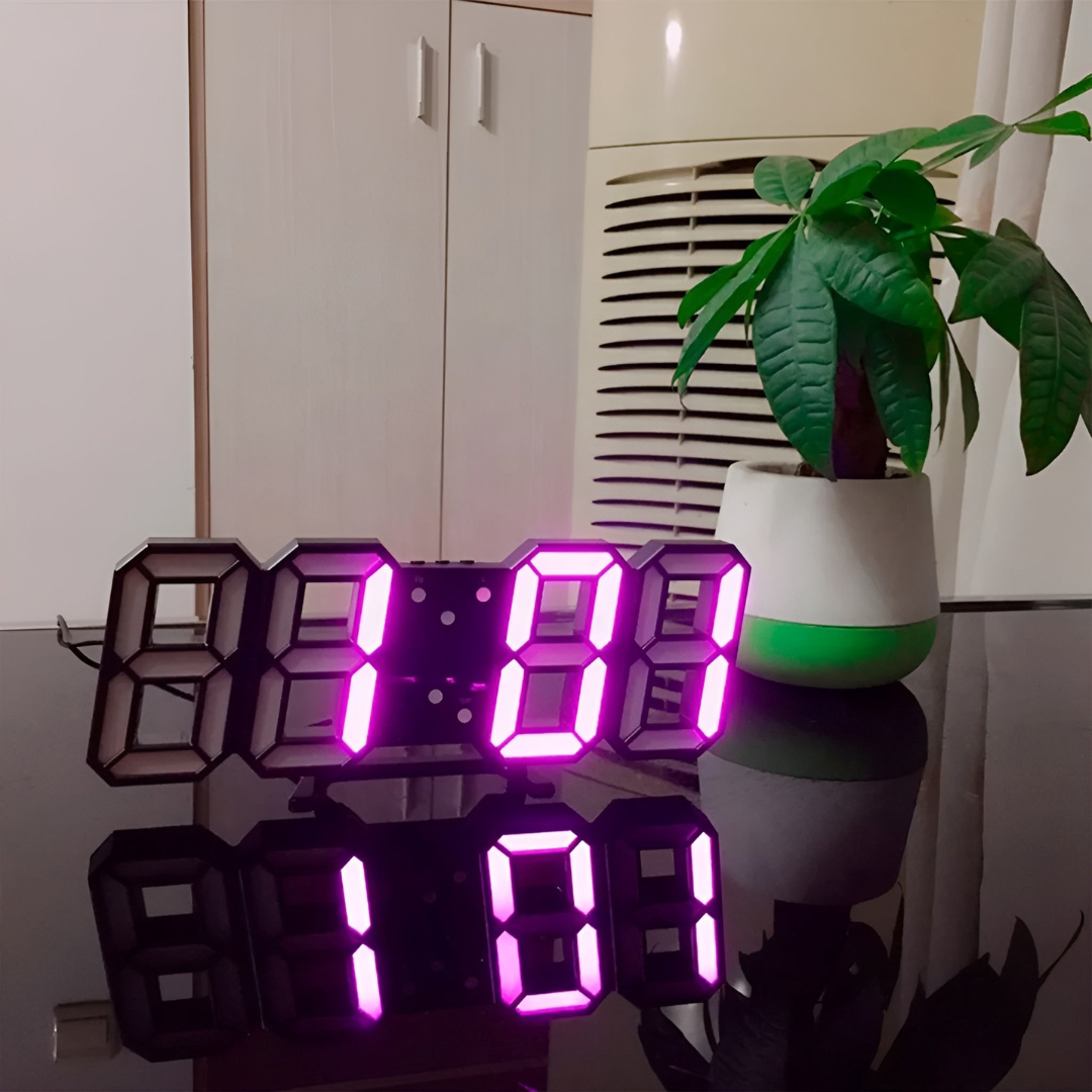 BowLift | LED clock with digital design and three-dimensional depth