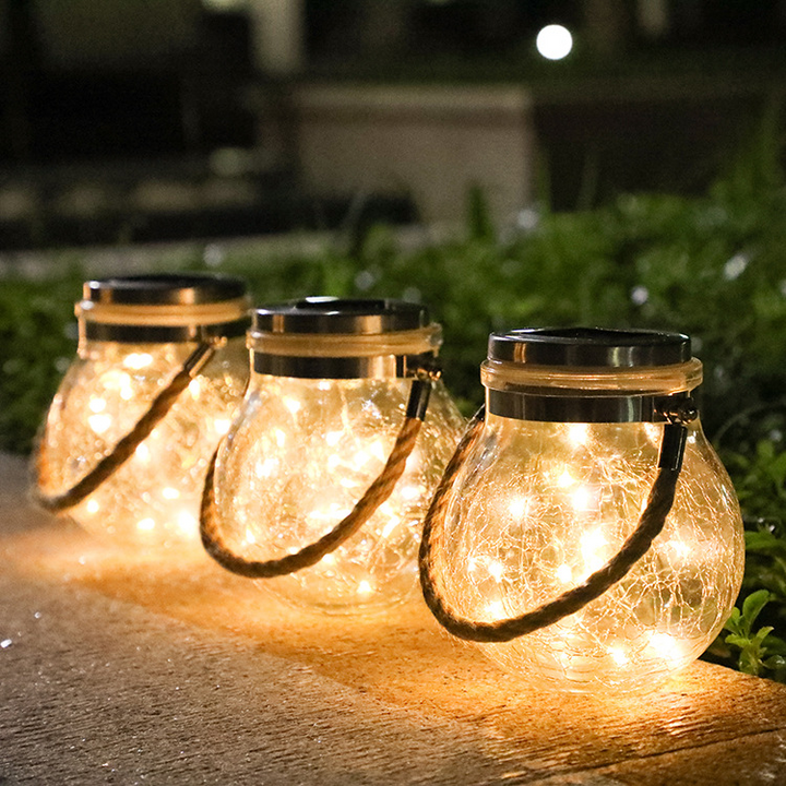 BowLift | Solar LED Lantern in Glass – Decorative Garden Lighting with Wire Lights and Carry Handle