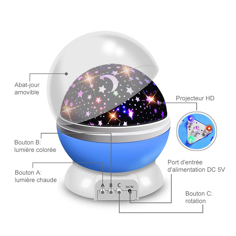 Ciaovie Romantic Night Lamp LED Projector Starry Sky | Bowlift