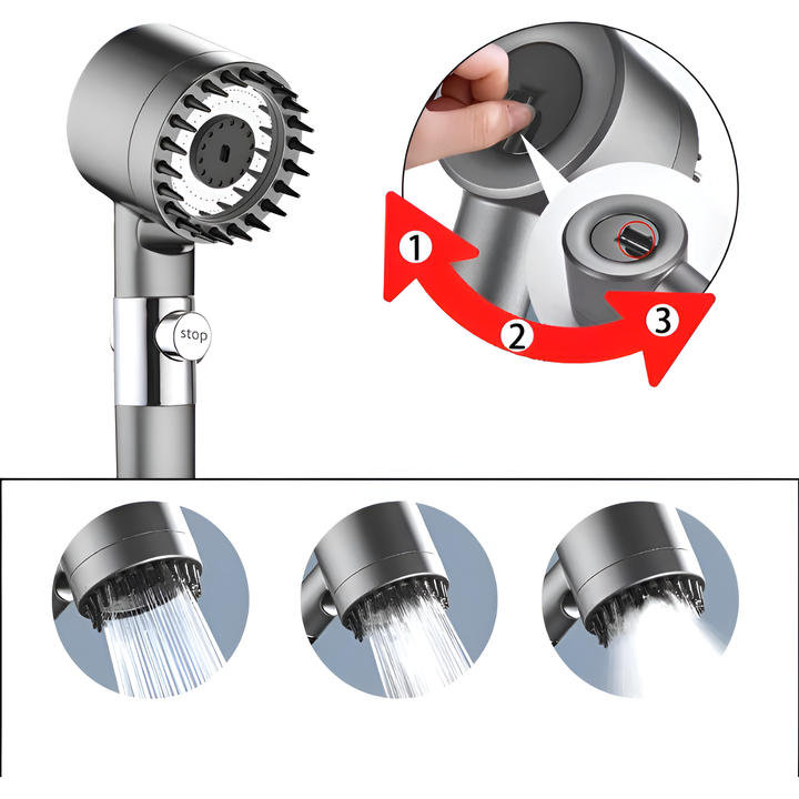 HydroPower Showerhead – High-pressure showerhead with 3 modes and massage brush | Bowlift