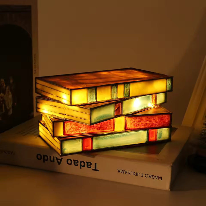 BowLift | Wireless Mosaic Book Lamp – Tiffany Style Decorative Table Light for Reading & Ambience
