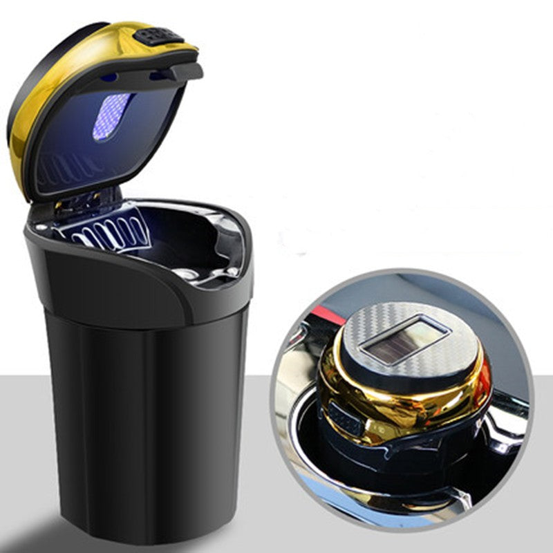 BowLift | Detachable Stainless Steel Car Ashtray with Lid and LED Light, Powered