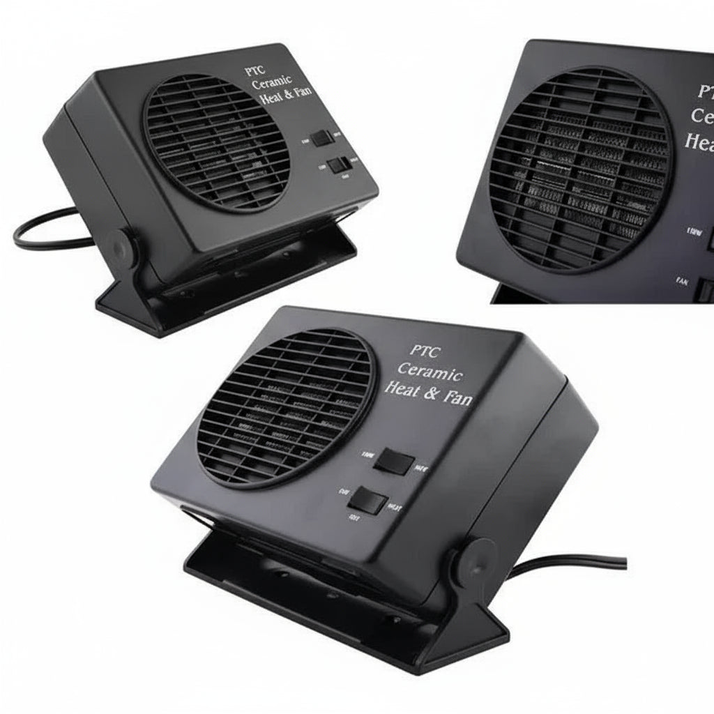 BowLift | 12V Ceramic Car Heater | 150W-300W Portable Fan with Automatic Thermostat for Winter Use in Vehicles