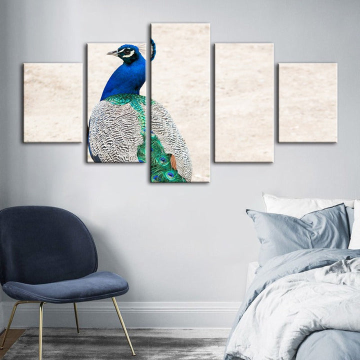 5 Piece Skirted Elegant Peacock - Canvas Wall Art Painting | Bowlift