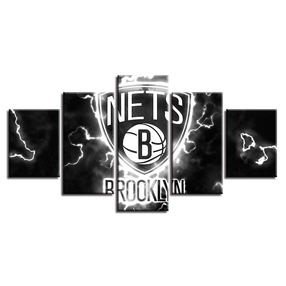 Voltaic Brooklyn Nets 5 Piece - Canvas Wall Art Painting | Bowlift