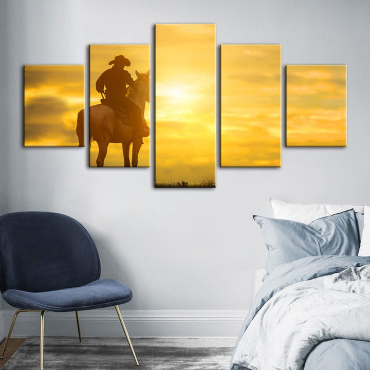 5 Piece A Cowboy And His Steed - Canvas Wall Art Painting | Bowlift