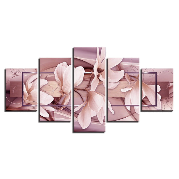 5 Piece Light Pink Flower - Canvas Wall Art Painting | Bowlift
