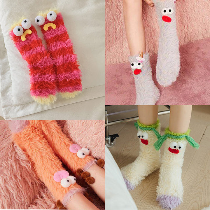 BowLift | Coral velour three-dimensional original socks