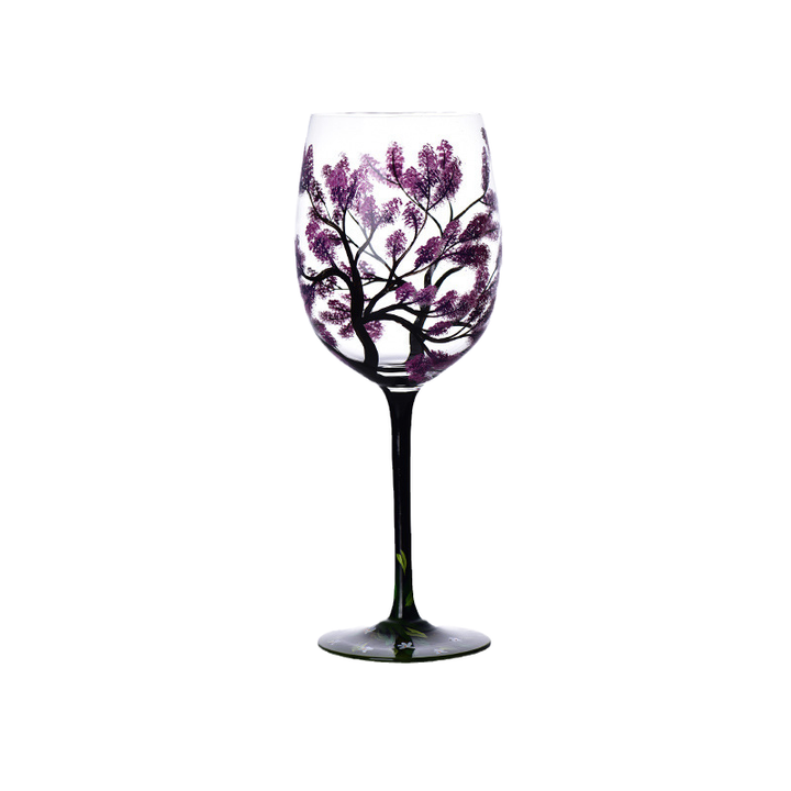 Four Seasons Tree Wine Glasses - Hand Painted Art | Bowlift