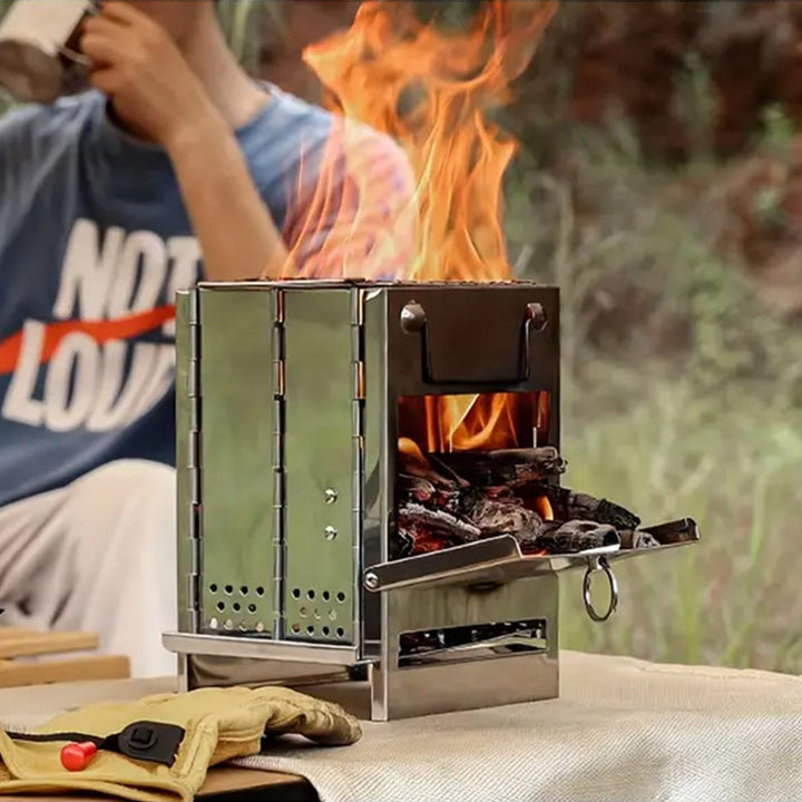 BowLift | Outdoor Folding Wood Stove Mini Stainless Steel Grill Camping Picnic