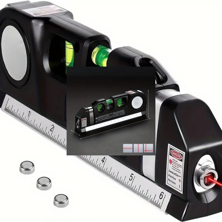 BowLift | Multipurpose Laser Level Tool with Cross Line Projection and 8-Foot Tape Measure