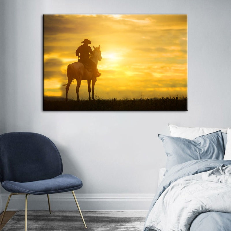A Cowboy And His Steed - Canvas Wall Art Painting | Bowlift