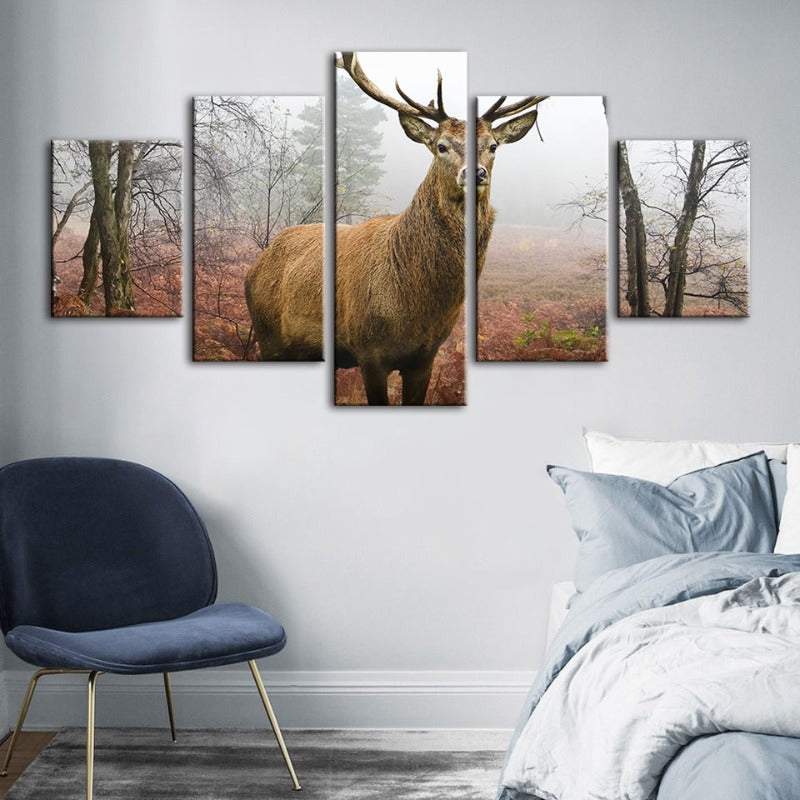 5 Piece Misty Fall Deer - Canvas Wall Art Paintings | Bowlift