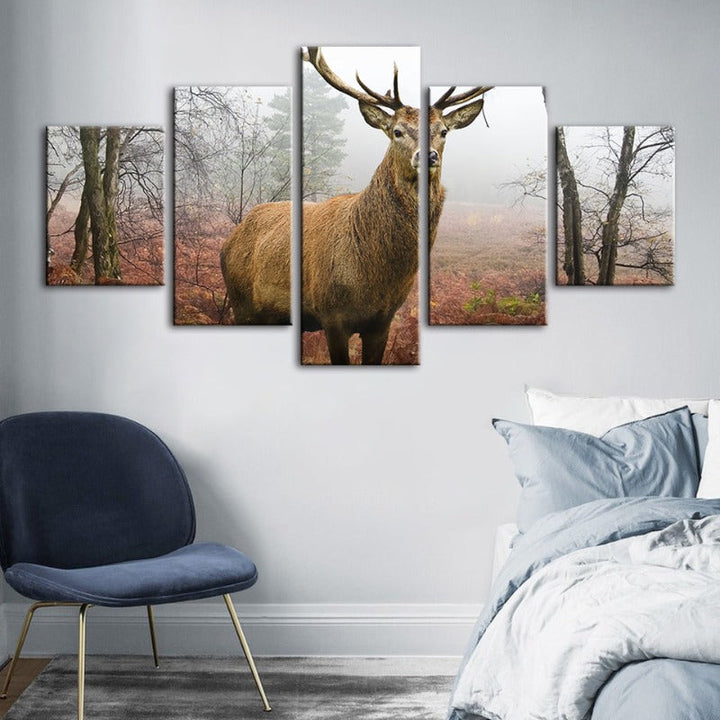 5 Piece Misty Fall Deer - Canvas Wall Art Paintings | Bowlift